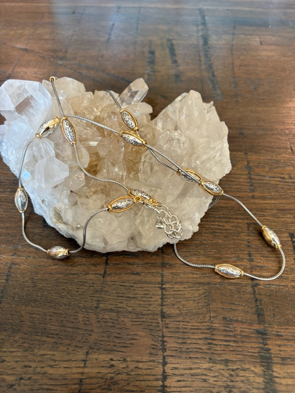 Brighton Gold and Silver Two-Tone Oval Bead Necklace. 36”